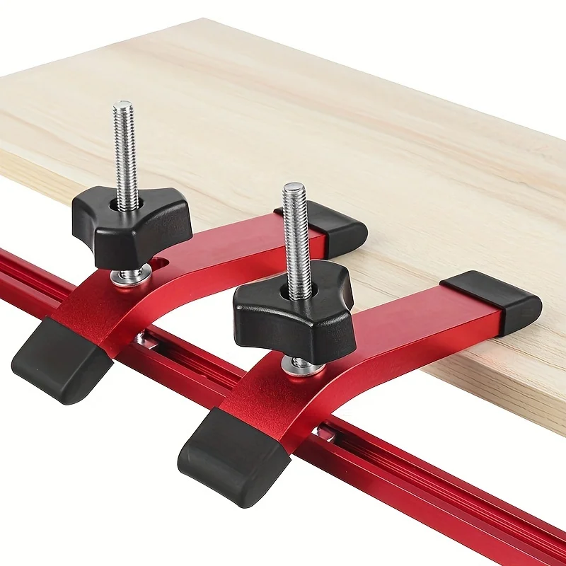 Woodworking Table Aluminum Alloy Quick Acting Hold Down Clamps, for T Slider Handle Workbench T-shaped Slide Slot Auxiliary Tool view 2