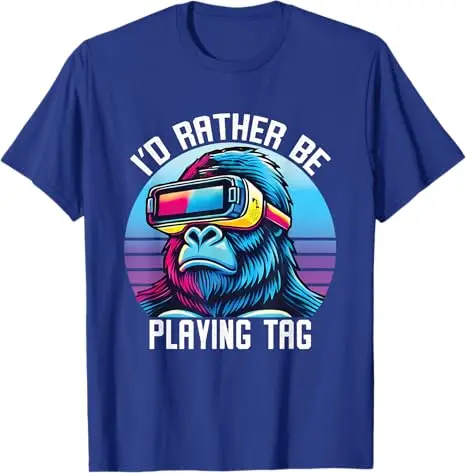 I'd Rather Playing Tag Gorilla Monkey Tag Gorilla VR Gamer T-Shirt Humor Funny Video Game Controller Graphic Saying Tee Top Gift