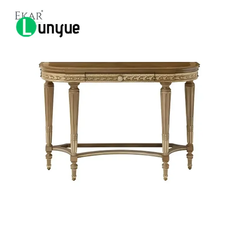Gold Plated Wooden Entrance Table Luxury Classic Style Console Table for Living Room Hallway Home Decor Elegant Furniture
