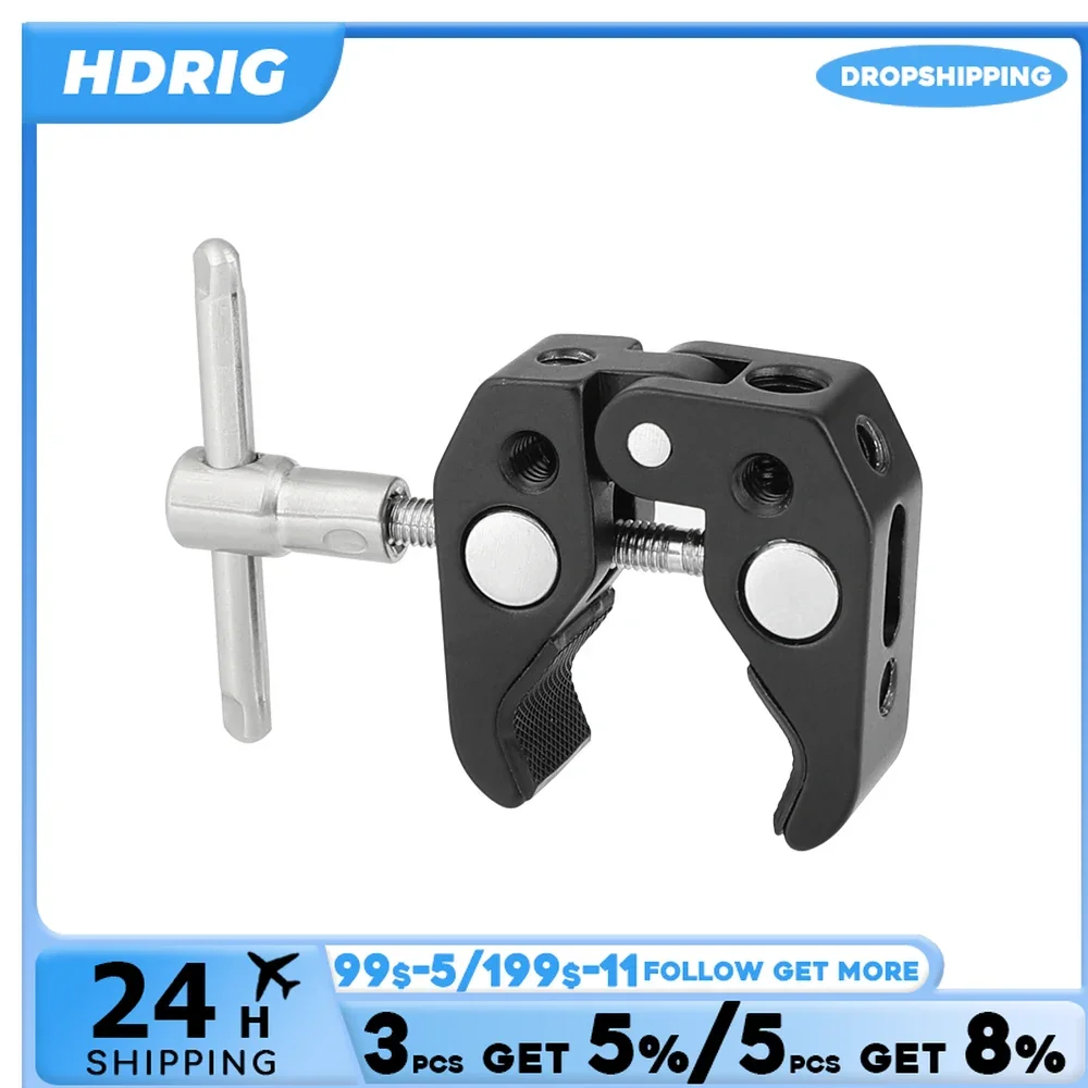 HDRIG Super Clamp Crab Pliers Clip With 1/4 And 3/8 Threads & Locating Holes For DSLR Camera Accessory /Umbrellas/Hooks/Shelves