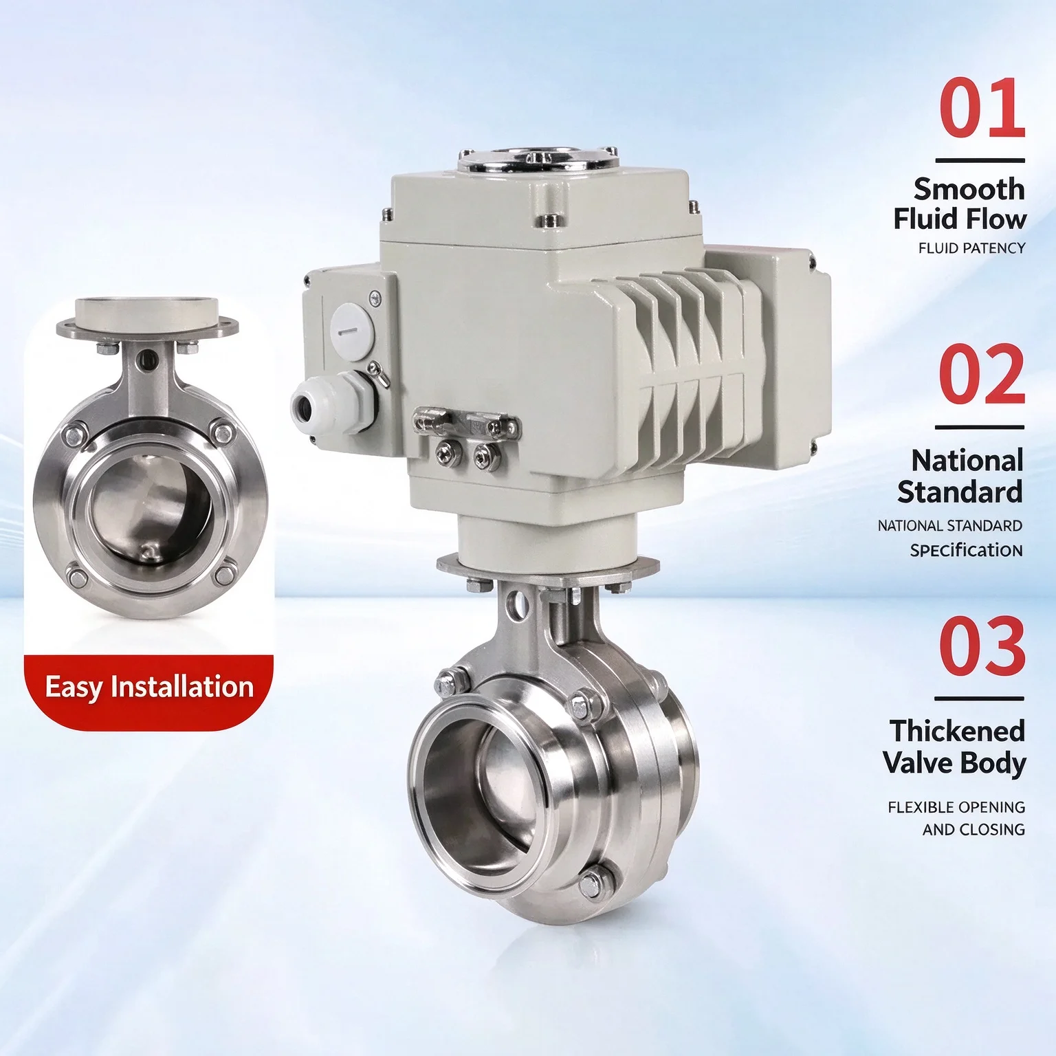 Electric Quick Release Butterfly Valve 304 Stainless Steel D981X-16P Sanitary Food Grade Explosion-Proof Chuck Clamp