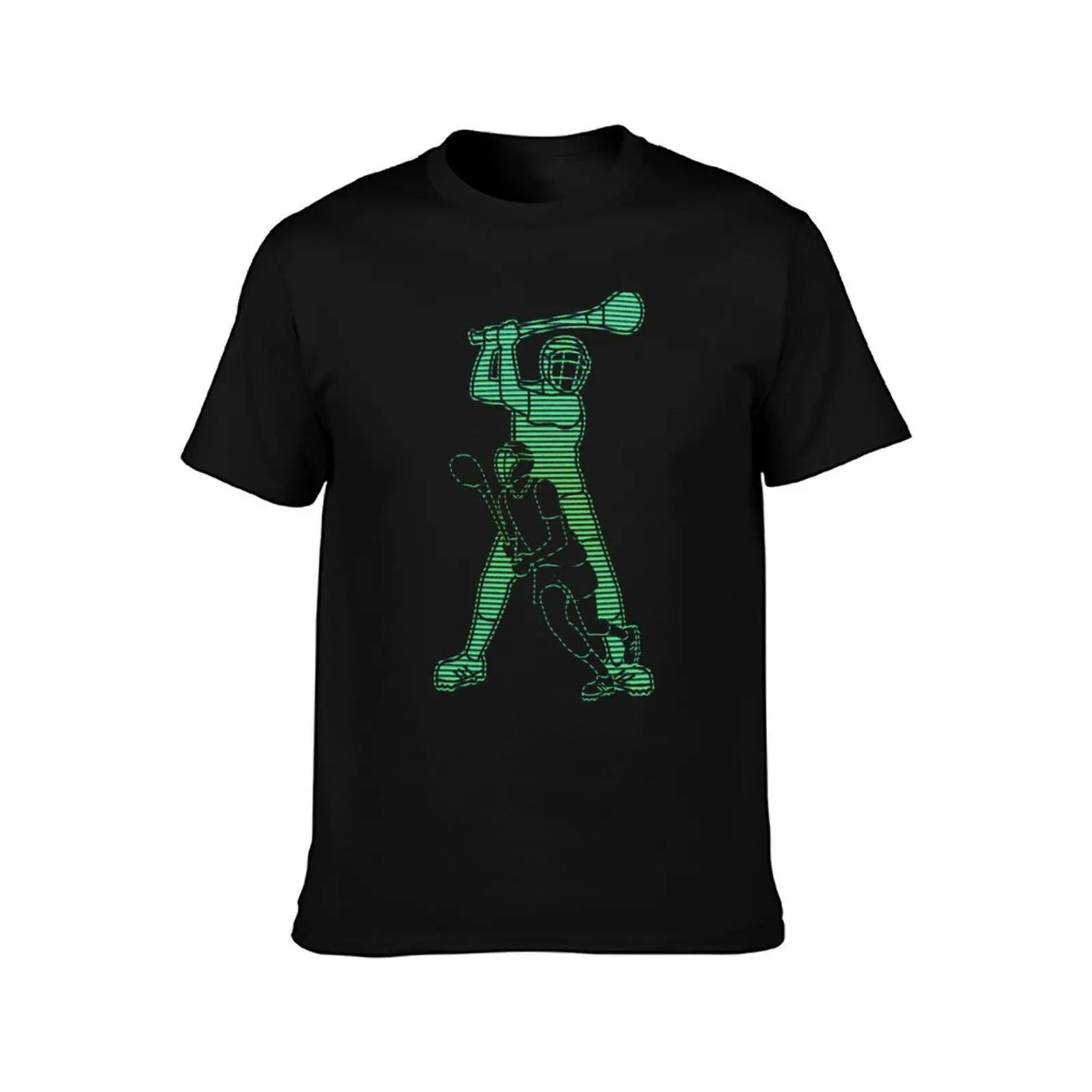 GAA Hurling, Gaelic Games, Hurling Players Design T-Shirt Retro Style Print Casual Top T-Shirt
