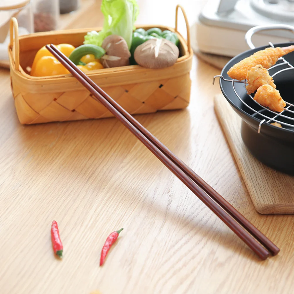 

2 Pairs Long Chopsticks for Chopsticks Reusable Pot Wood Reusable Non slip Frying Cooking Utensils Storage Accessories