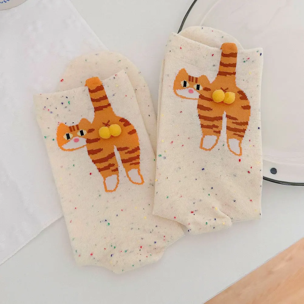 

Funny Cotton Socks with Balls Cartoon Animal Socks Breathable Soft Cotton Socks Novelty Gifts for Cat Lovers