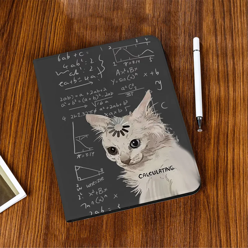 Kawaii Abstract Cat Arithmetic Tablet Case For iPad 11th A16 10 9 8 7 6 5 Th Pro 13 11 M5 M4 M3 M2 Air 3 2 1 Mini 7 6 5 4  Cover