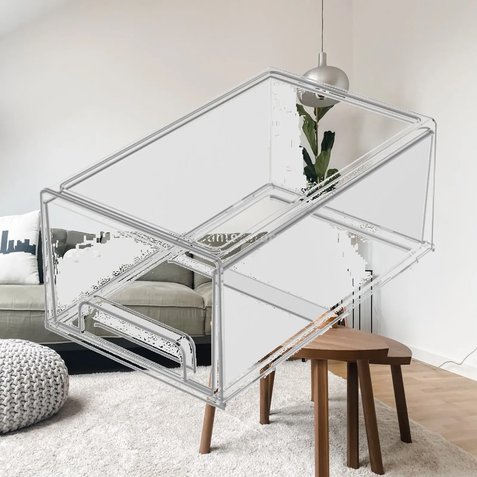 Stackable Storage Drawer Clear Stackable Storage Bin Storage Bin with Drawer for Desk Accessories Counter Dresser