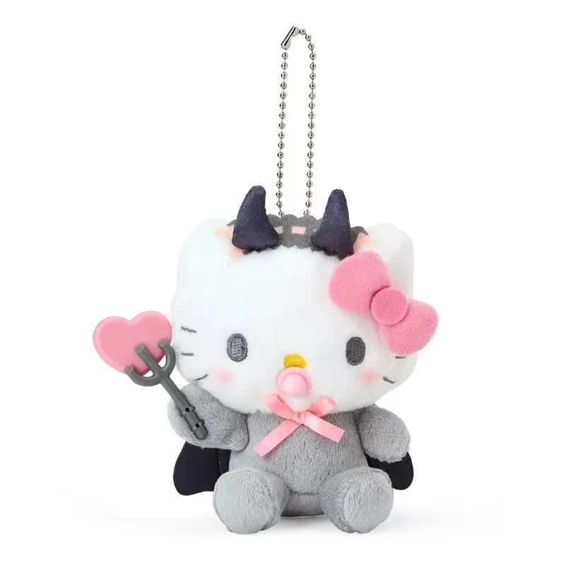 12cm Uroczy Kreskówkowy Sanrio Aniołek Dziecko Diabełek Smoczek Seria Kuromi My Melody Hello Kitty Pluszowa Lalka Brelok Zawieszka do Torby Zabawka Prezent