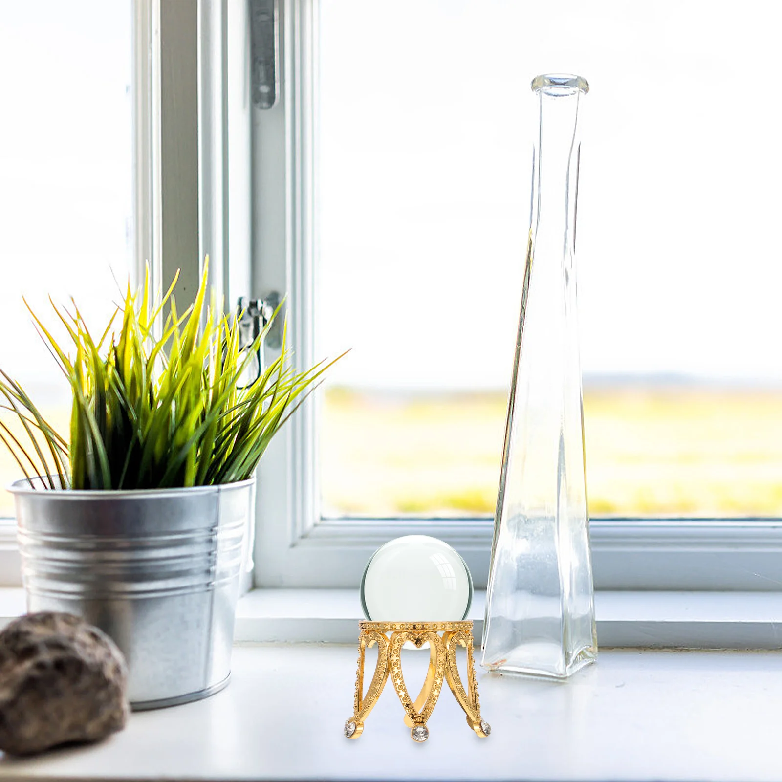 

2Pcs Crystal Ball Show Holder Zinc Alloy Base Decor Suitable for Stones Balls Home Crown Zinc Alloy Base Crystal Ball Holder