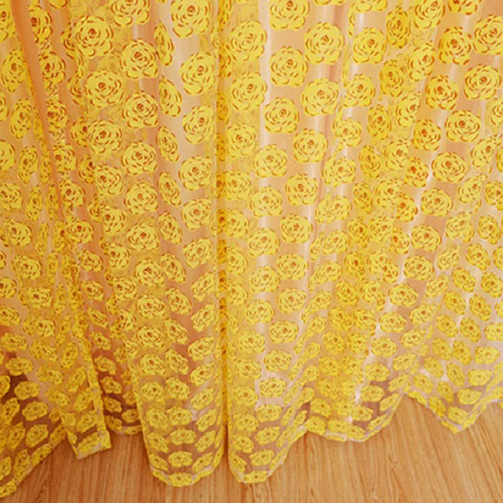 1side Romantic Home Decor Rose Voile Perspective Curtains Living Room Window Curtains Tulle Sheer Curtains only window screening