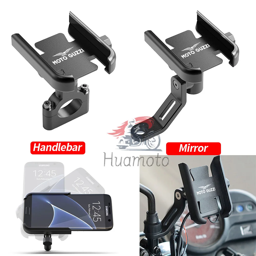 For Moto Guzzi V85TT V7 V9 Breva 850 1100 1200 GRISO 1100 NORGE 1200 GT8V 75 CNC Accessories Handlebar Mobile Phone Holder