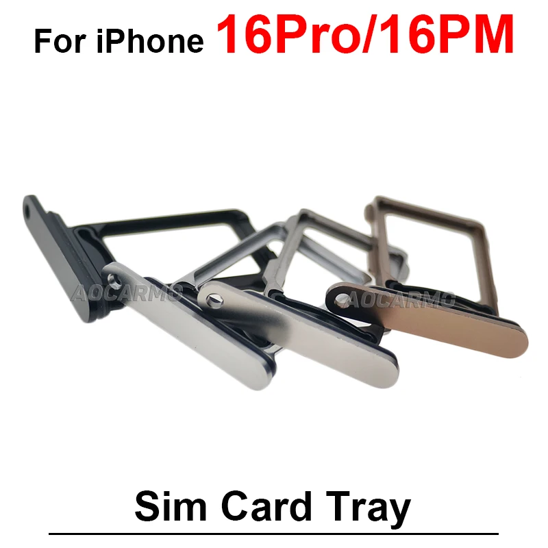 For iPhone 16Pro Max 16 Pro Dual Single SIM Card Sim Tray Holder Slot Black Natural Desert White Titanium Replacement Parts