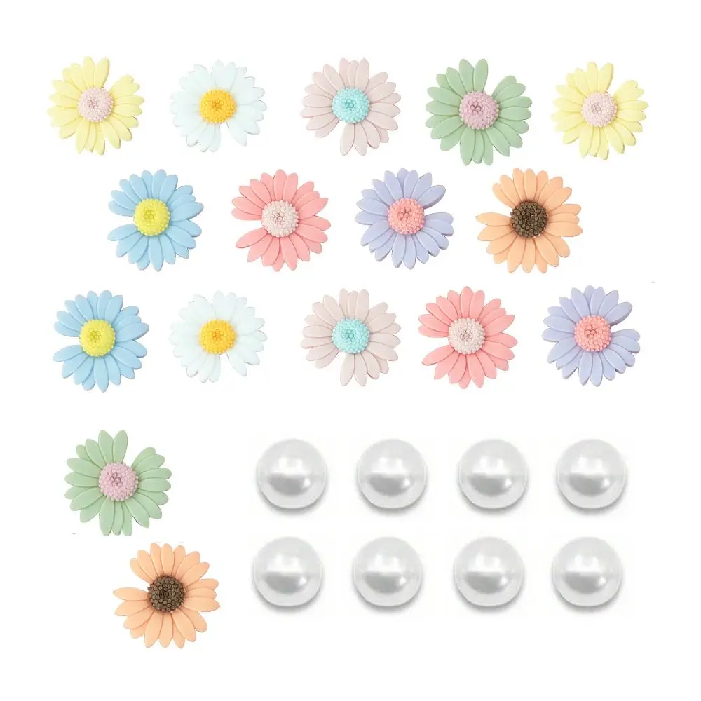 24PCS Flowers Charms for Bogg Bag Decoration PVC Pearl Beach Totes Bags Accessories for Rubber Beach Bag with Holes