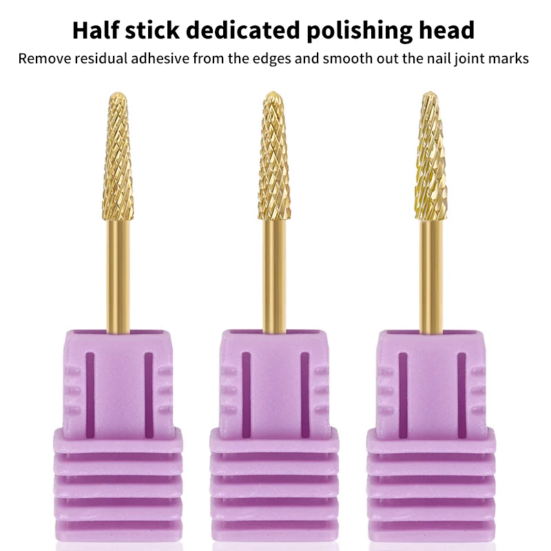 Diamond Nail Drill Bits 3/32'' Rotary Burr Cuticle Flame Tip for Russian Manicure Dead Skin Removal Nail Accessory Tool