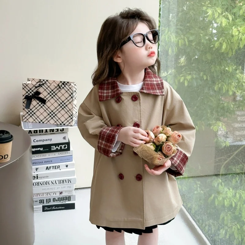 

Girls Coat Windbreak Jacket Cotton Outwear 2026 Vintage Spring Autumn Outdoor Kids Windproof Children's Clothing