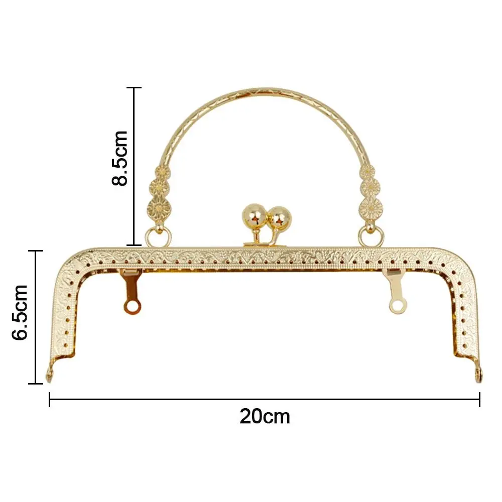 Square Vintage Embossing Metal Frame For Bags Clasp With Handles Bag Wrist Frame Support Sew Bag Hardware Accessories