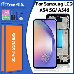 Super AMOLED For Samsung  A54 5G A546B LCD Display Touch Screen Digitizer Assembly For Samsung A546E A546U A5460 LCD Frame