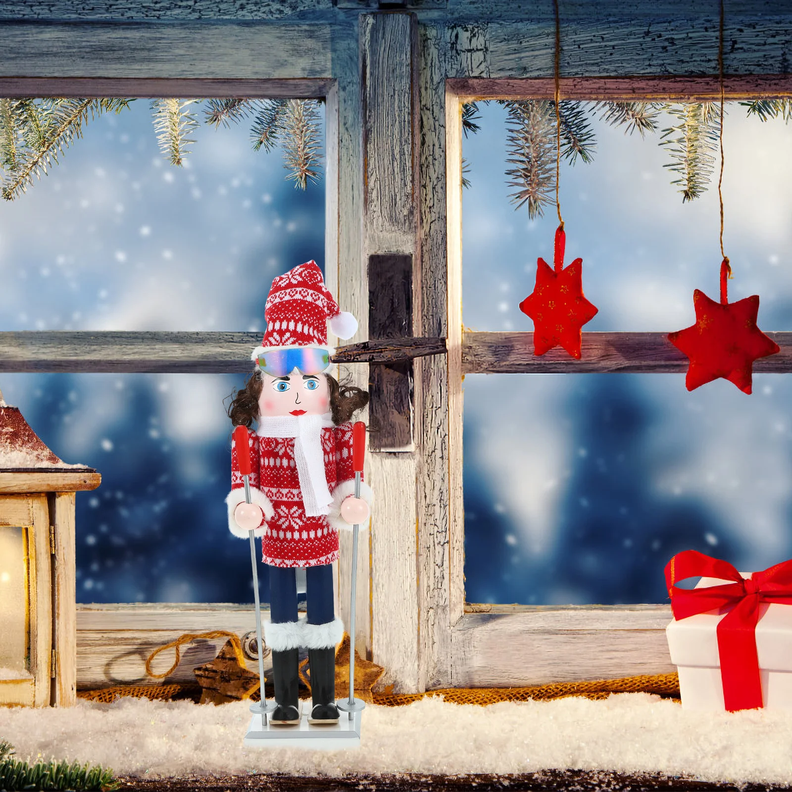 

Christmas Small Wooden Nutcracker Skier Ornament Cute Xmas Table Decoration Classic Nutcracker Decor Christmas Gift