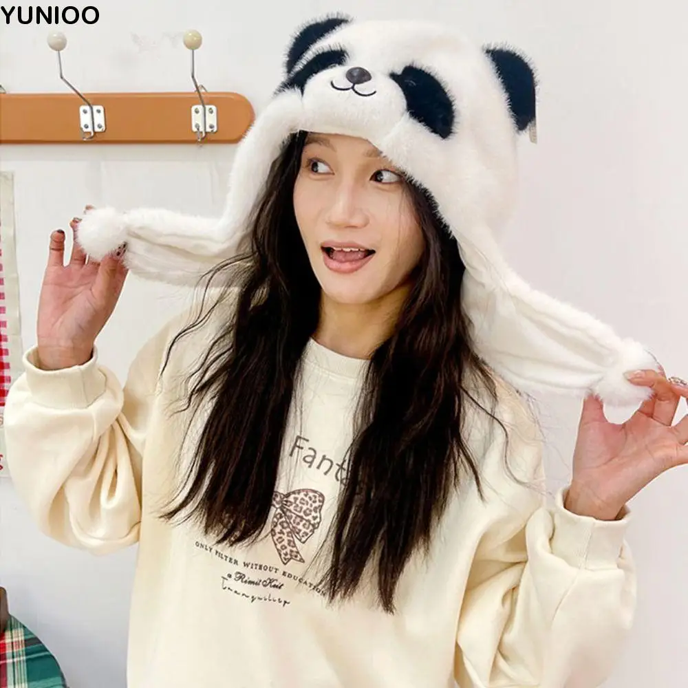 Marionnette à main en peluche Panda, Simulation de Panda doux, oreiller de cou, écharpe, gants, chapeau en peluche Panda, nouvel an