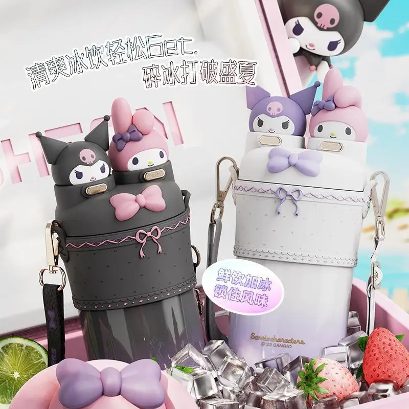 

Милая чашка Sanrios Kuromi My Melody для обслуживания температуры, красивая милая чашка для воды, портативная чашка с соломинкой, модный праздничный подарок