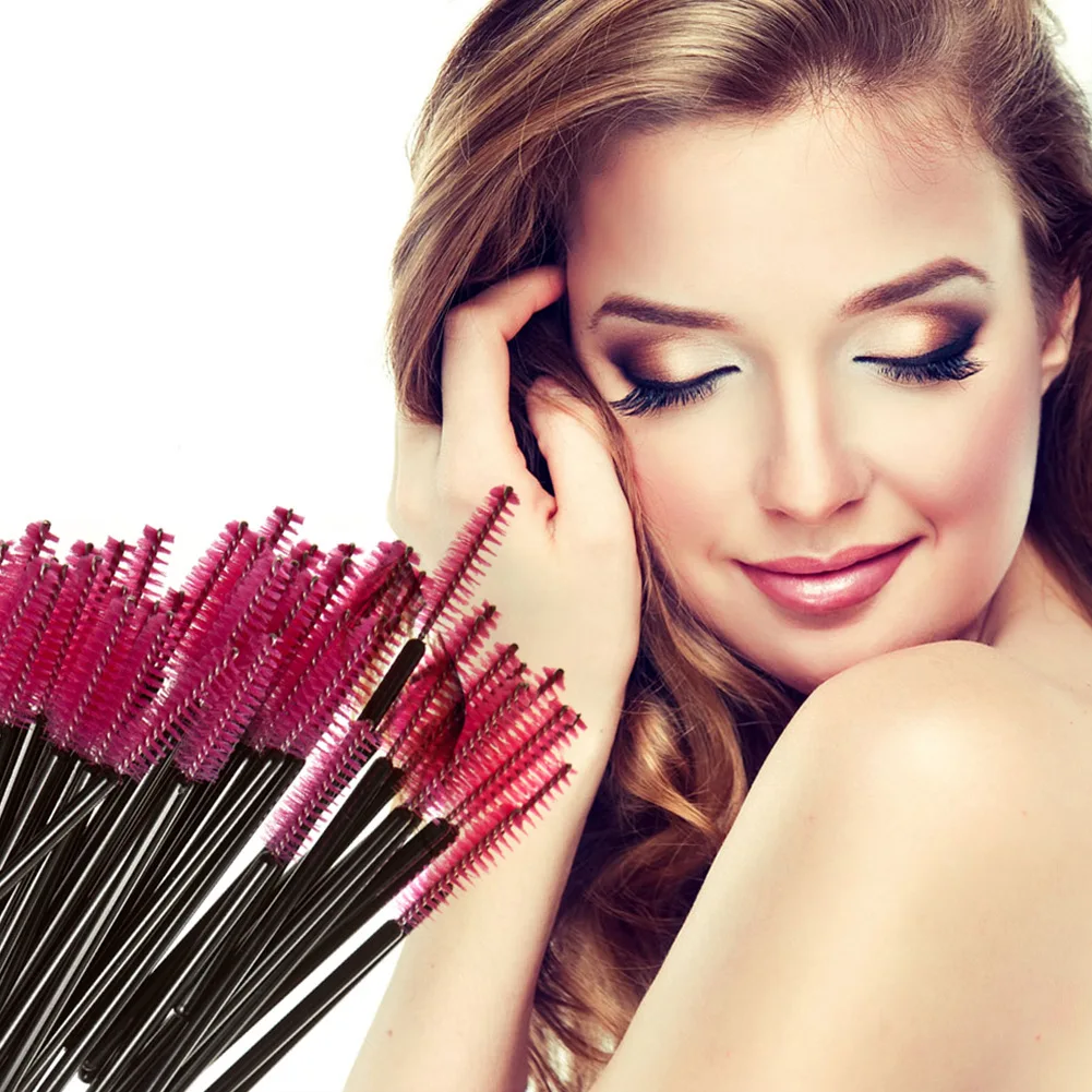 100 قطعة المتاح مايكرو رمش فرشاة عصي الماسكارا قضيب التخزين المؤقت الحاجب مشط فرش رمش تمديد طقم ماكياج