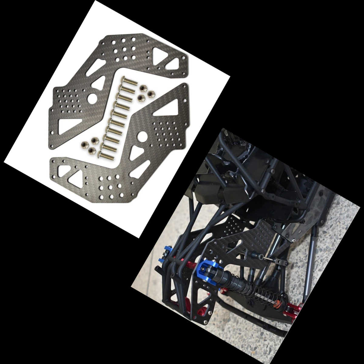 GPM Carbon Fiber Front/Rear Chassis Side Panels For LOSI 1/8 LMT SOLID AXLE LOS04022