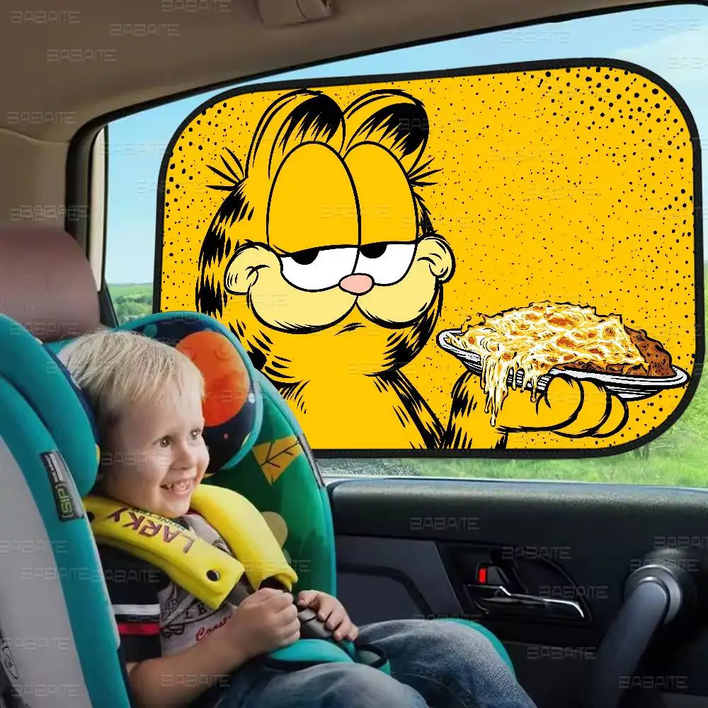 لطيف أنيمي G-Garfields القط نافذة الشمس الظل الزجاج الأمامي ظلة الأشعة فوق البنفسجية حماية السيارات الشمس قناع نافذة السيارة فيلم كهرباء #2