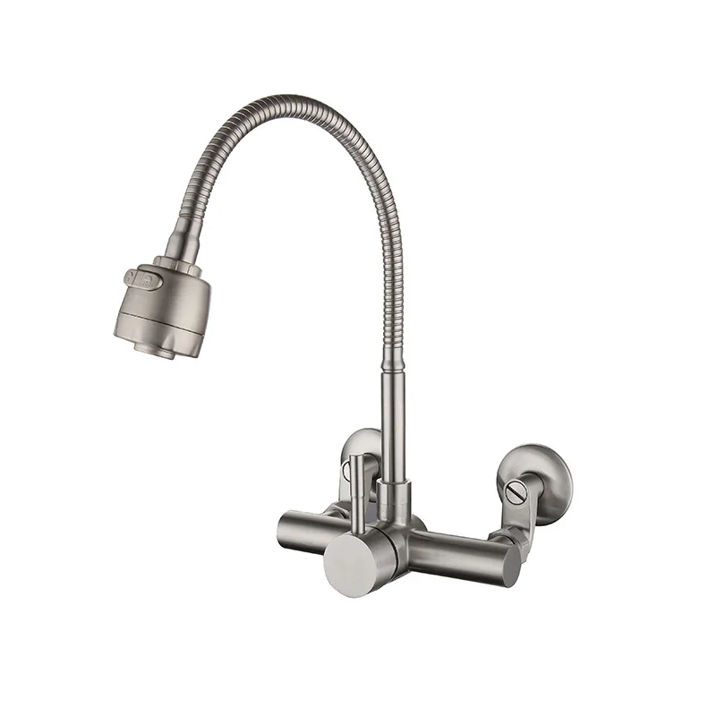 Bathroom Accessories Stainless Steel Wall Mounted Hot and Cold Rotating Large Area Foot Kitchen Hot and Cold Faucet