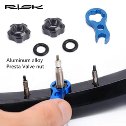 RISK Road Bike Valve Nut With 3 in 1 Valve Core Wrench Waterproof Washer Aluminum MTB Road Bike Presta Valve Protection Caps