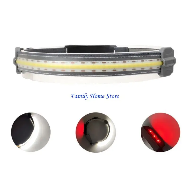 

P0UF COB Bright Headlight Battery Operated for Head Lamps 3 Modes for Fishing and