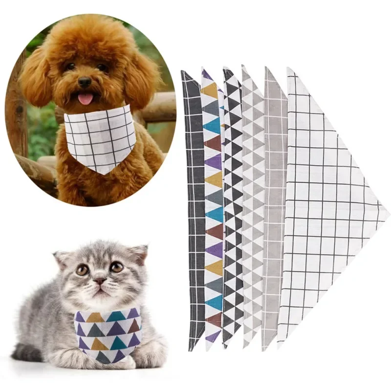 Dog Bandanas Cotton Washable Pet Scarf Pet Bandana For Dog Plaid Bow ties Collar Cat Dog Scarf Large Dog Accessories