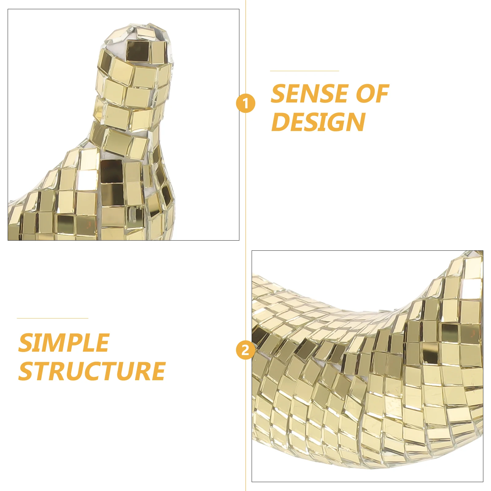 

Banana Ornaments Golden Disco Party Decorations for Desk Funky Mirror Room Fruit