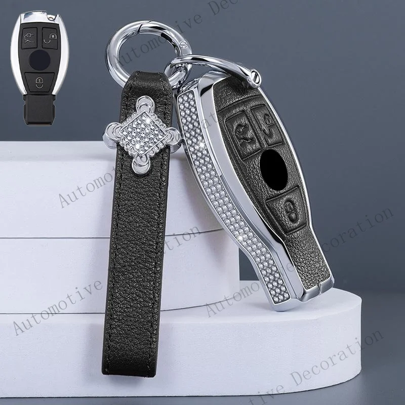 Z+ Diamond Leather Car Key Case Cover For Mercedes Benz A B C E S G M V Class CLA