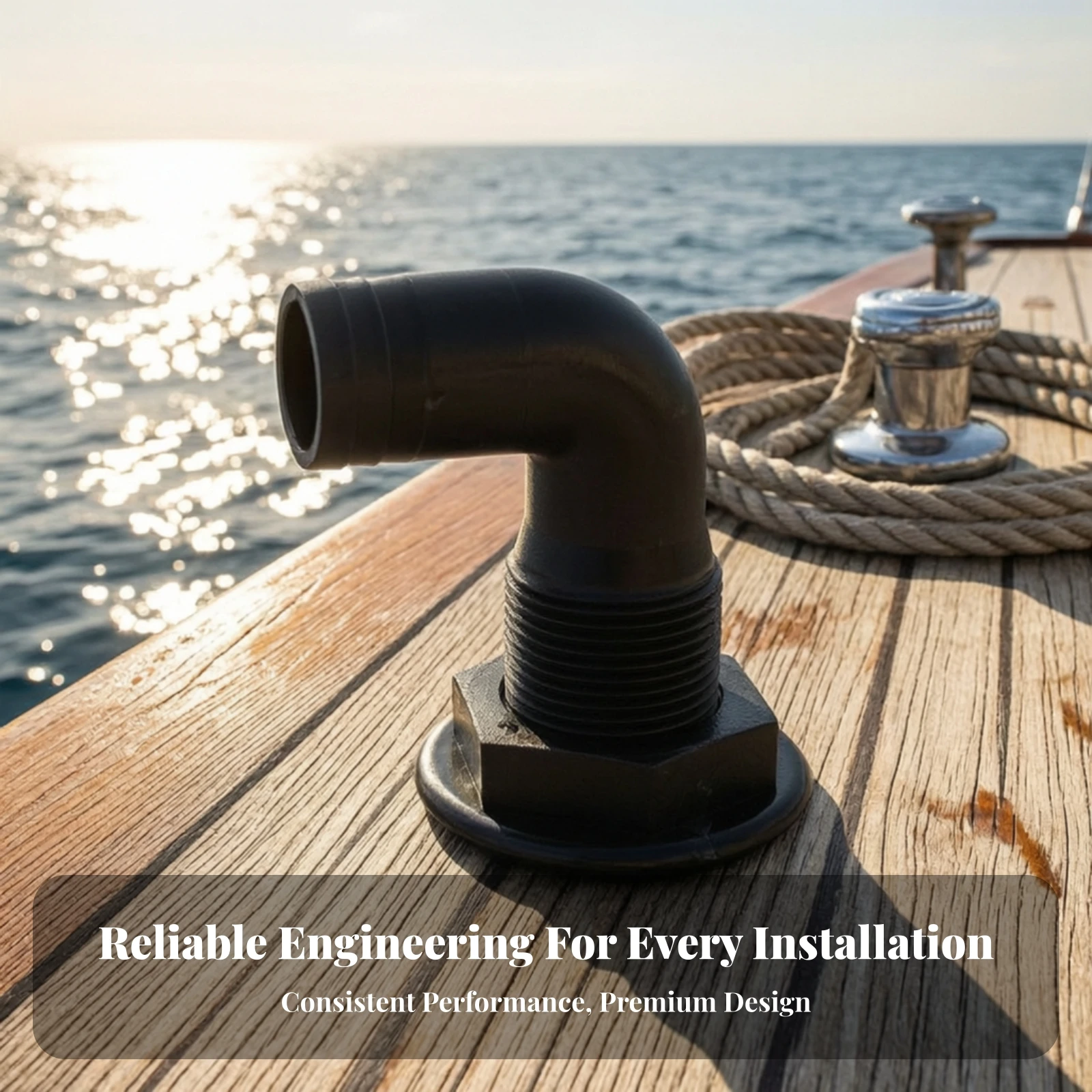 Marine Drain Outlet with Backflow Valve Rigid Plastic 90-Degree Boat Drain Fitting Hardware Long-Lasting for Yacht Builders