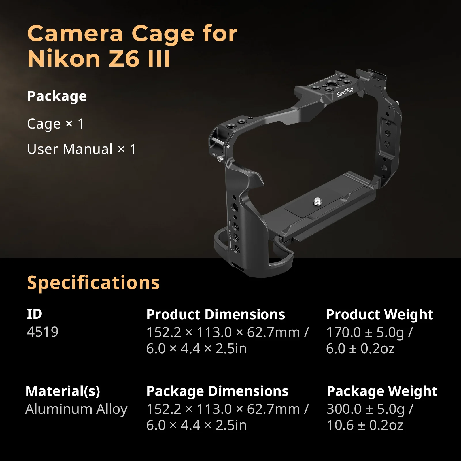 SmallRig Z6 III camerakoueset voor Nikon Z6 III, met handgreep aan de bovenkant en kabelklem, volledige kooiset met anti-draaiontwerp