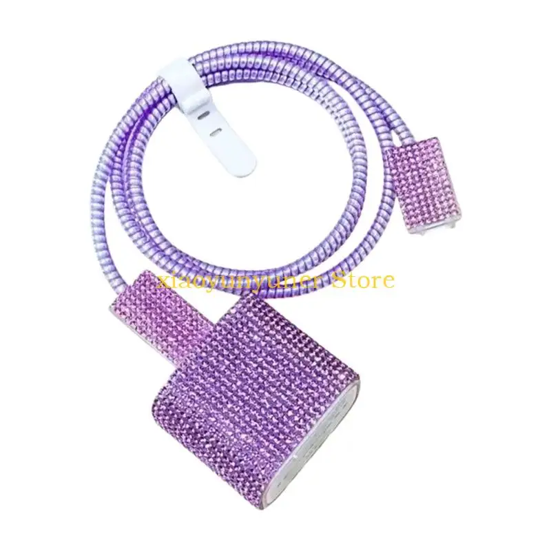 P9JB Glittering Rhinestones Protective Case For 20W 18W Power Adapter Charing Cord