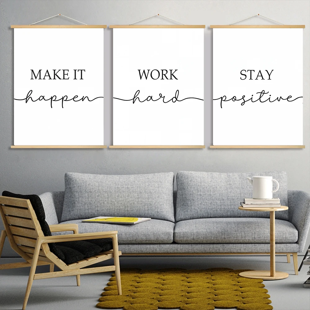 Maintain Positive and Motivational Quotes Inspiration Canvas Solid Wood Wall Art Picture Painting Decor Living Room Home Decal