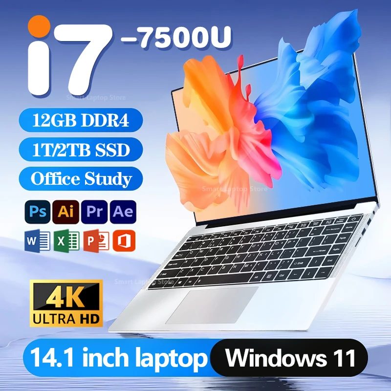 yZ[zV^Ce Core i7-7500U m[gp\R 12GB RAM 1TB/2TB SSD |[^um[gp\R 14.1C` Windows 11 Pro m[gubN ItBXwKpRs[^[ PC