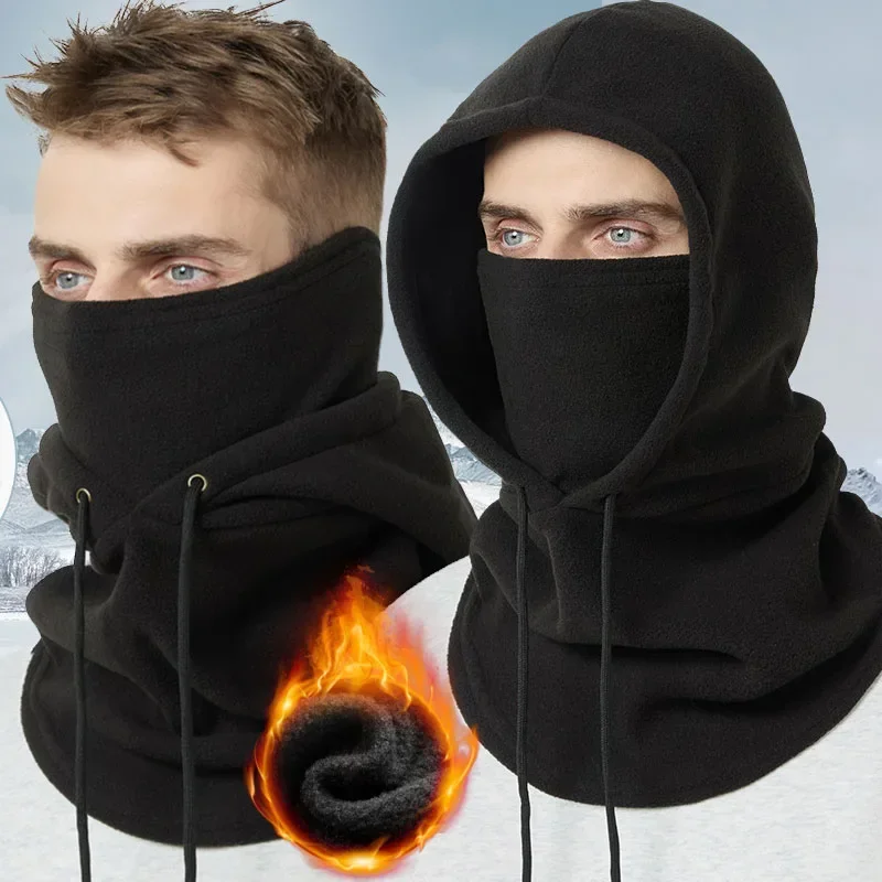 

Winter Thermal Fleece Hat Hooded Outdoor Windproof Cold Warm Skiing Sport Men Women Neck Warmer Cycling Face Mask Masked Caps