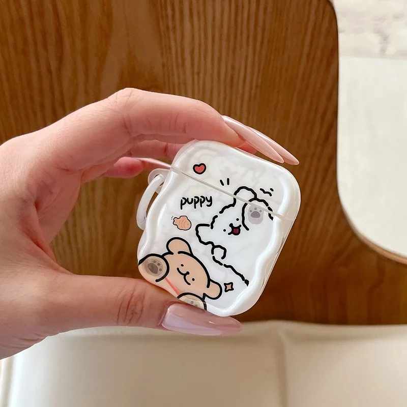 

Kawaii Cute Cartoon Dog Flower Headphones Case For AirPods Pro 3 With Puppy Pendant Protective Shell Soft Cover For AirPods Pro3