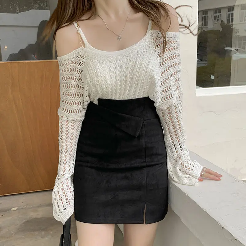 Korean Fashion Herbst Winter Woolen Frauen Solide Zipper Asymmetrische Split Temperamen Hohe Taille Kurze Schlanke A-line Hüfte Wrap Rock