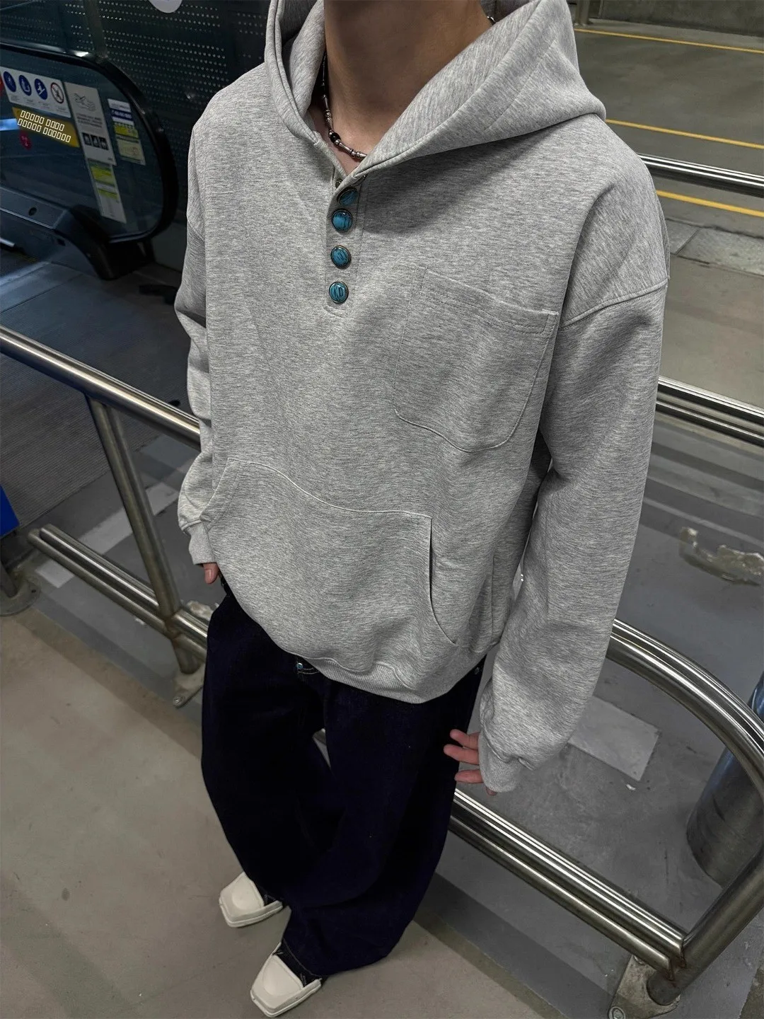 

ay Hooded Fce Lined Sweatirt with kets ex Autumn Winter Casual Outerwear American Sle Cleanfit Couple Jaet