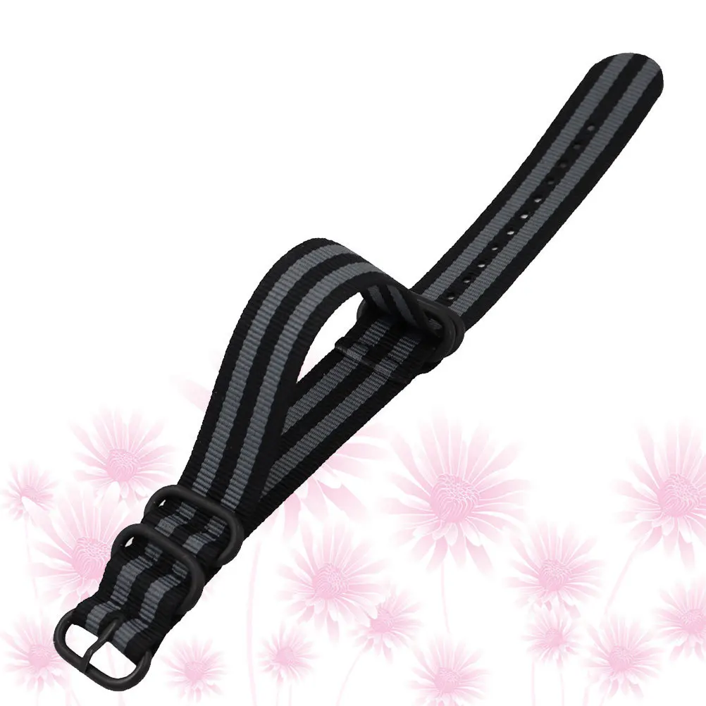 

1pc Nylon Canvas Strap 24Mm Adjustable Replacement Band For Smart Watch Stripe Wristband Mens Gift Watch Accessory