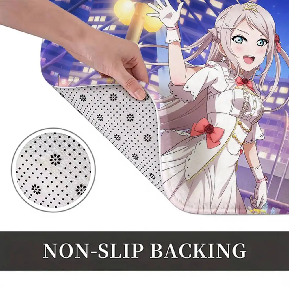 Nijigasaki Idol Lanzhu Zhong Home Decor Short Plush Floor Mat, Non-Slip & Easy to Clean for Multi Doorways