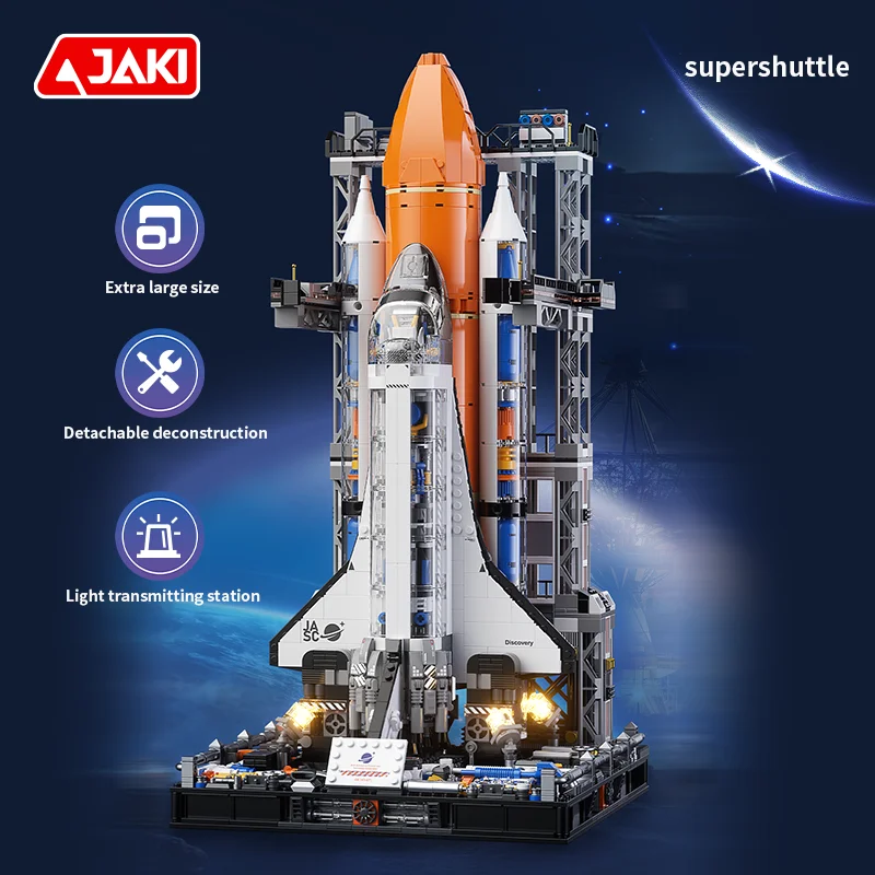 Genuine JAKI Space Rocket Space Shuttle To Explore The Moon Space Rocket Build Model Adult Children'S Building Blocks Toy