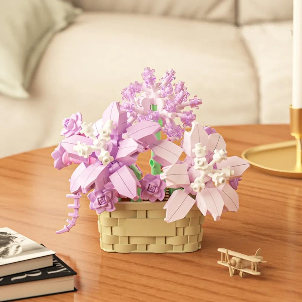 

High Quality DIY Building Blocks Ornament Interesting Flower Baskets Creative Children Gift Building Toys