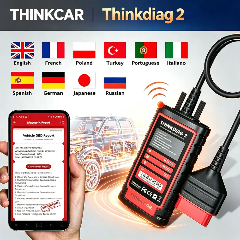 Thinkcar Thinkdiag 2 OBD2 Scanner Bidirectional Scan Tool, Scanner for Car ALL System, OBD2 Scanner Diagnostic Tool with Active Test,Car Diagnostic Scanner with 25+ Reset,CAN FD & FCA SGW,1 Year Free Update