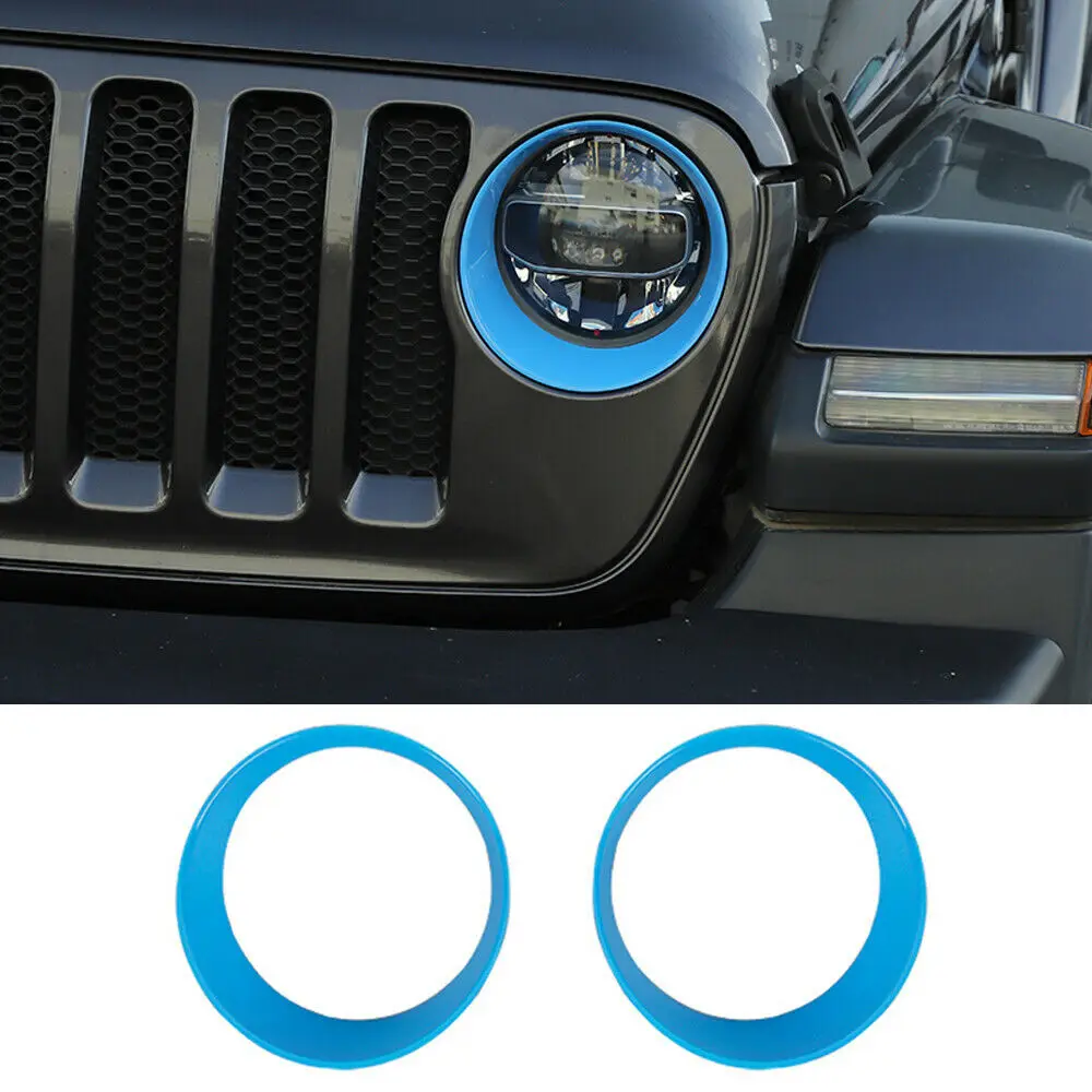 2pcs Car Retrofit ABS Front Light Headlight Cover for Jeep Wrangler JL JT Gladiator 2018-2022 Without Inner Ring Lower Version