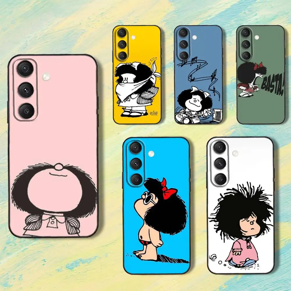 

C-Cute Girl M-Mafaldas-S Phone Case For Samsung S25,S24,S10,S22,S21,S20,S23,Ultra,Plus,Lite,FE,Soft Silicone Black Cover