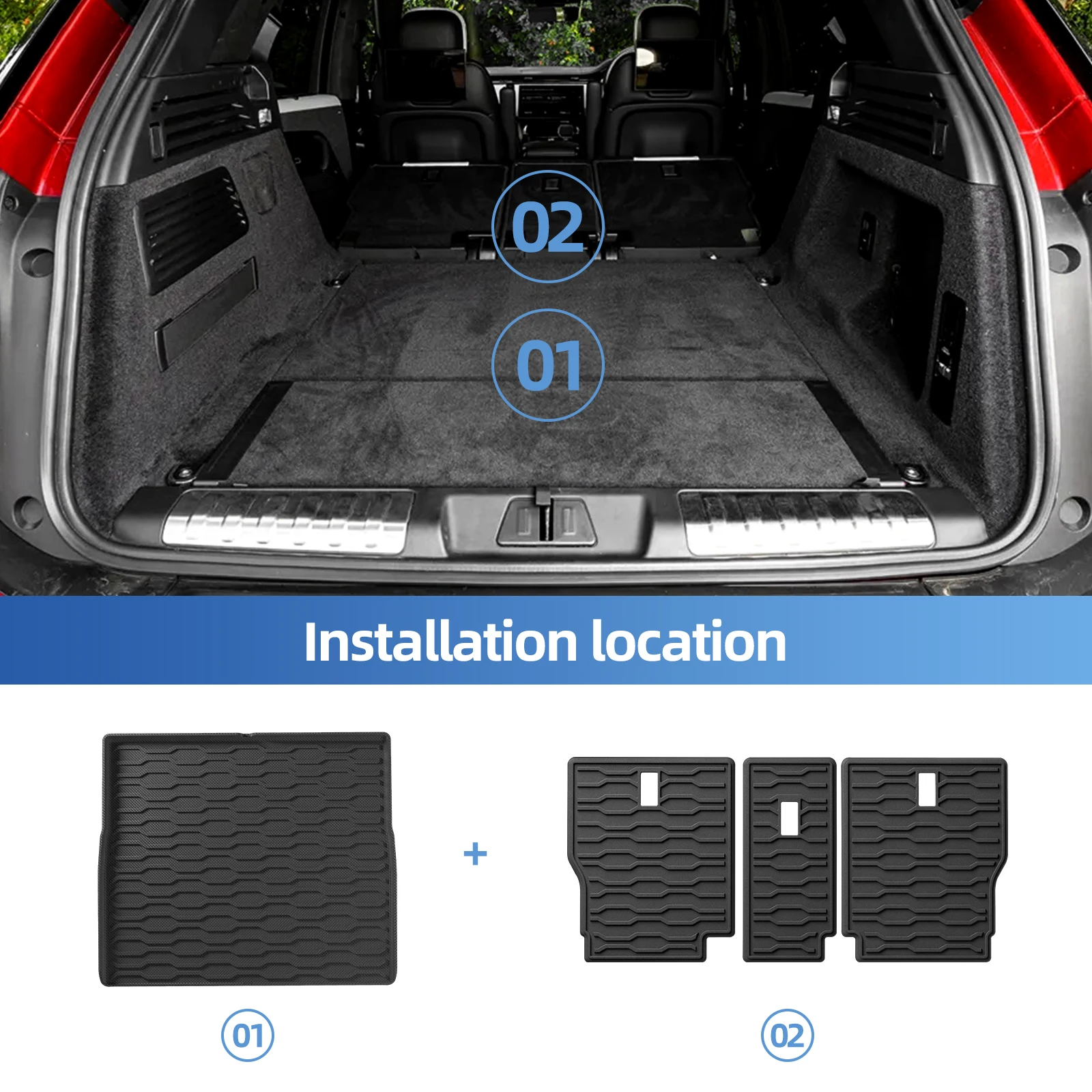 LUCKEASY Left Drive for Range Rover Sport L461 2023-2026 TPE 3D Car Floor Mats Cargo Liner Trunk Pad  Waterproof Accessories