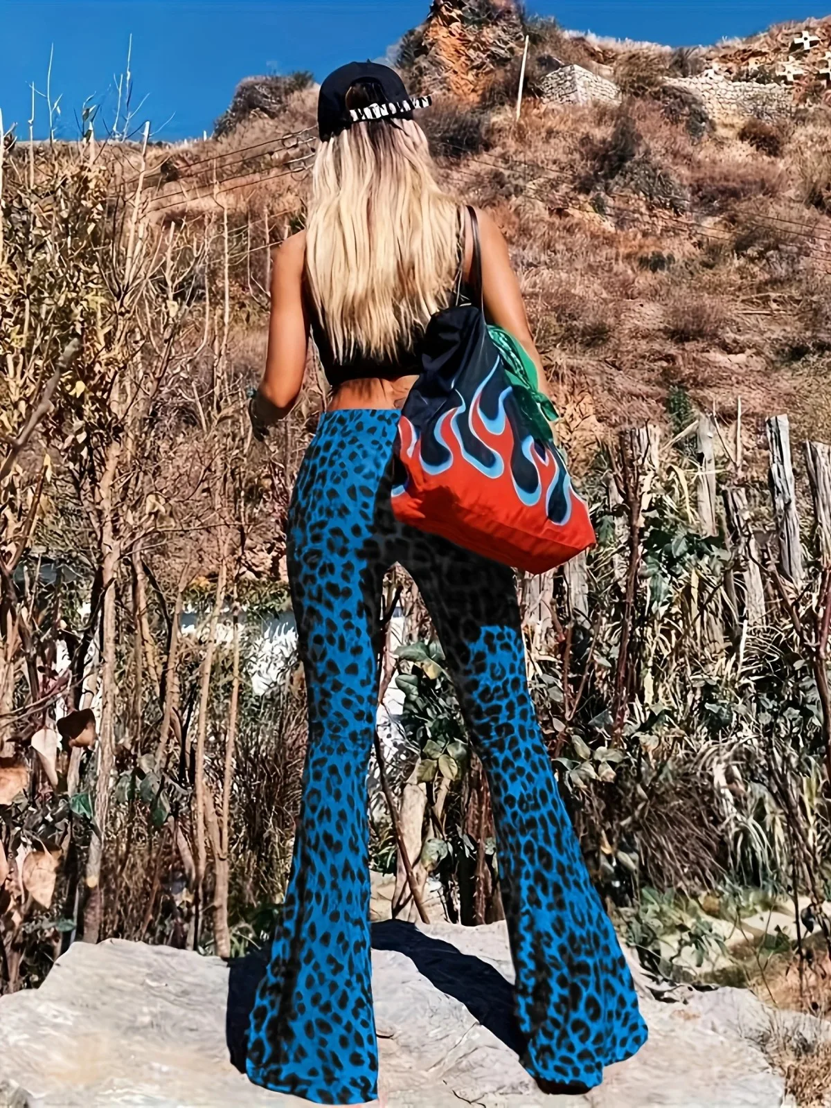 Frauen Mode Persönlichkeit Flare Leggings Hohe Taille Yoga Hosen Leopard Print Fitness Workout Strumpfhosen Gym Sport Hosen Casual
